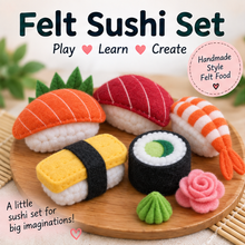 Felt Sushi Set Sewing Pattern Bundle PDF finished felt sushi craft and printable pattern preview