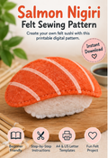 Felt Salmon Nigiri Sewing Pattern PDF | Felt Sushi Play Food Template