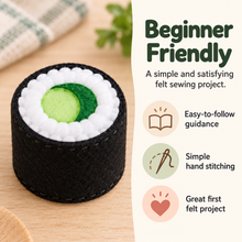Felt Cucumber Maki Roll Sewing Pattern PDF beginner-friendly digital felt craft pattern features