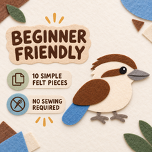 Kookaburra Felt Template PDF - 24cm Australian Bird Craft Pattern - 02 kookaburra template beginner friendly