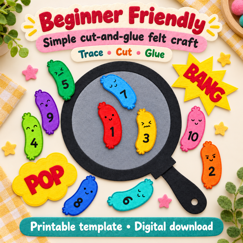 Ten Fat Sausages Felt Template - Rainbow Counting Activity