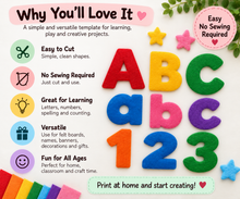 Felt Alphabet & Numbers Pattern PDF finished felt sushi craft and printable pattern preview