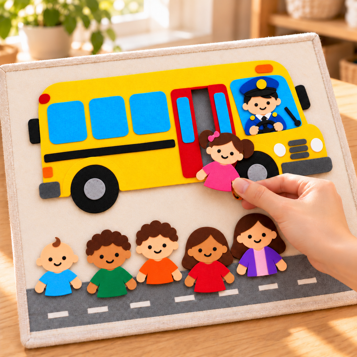 Wheels on the Bus Felt Template PDF | No-Sew Nursery Rhyme Felt Board Activity