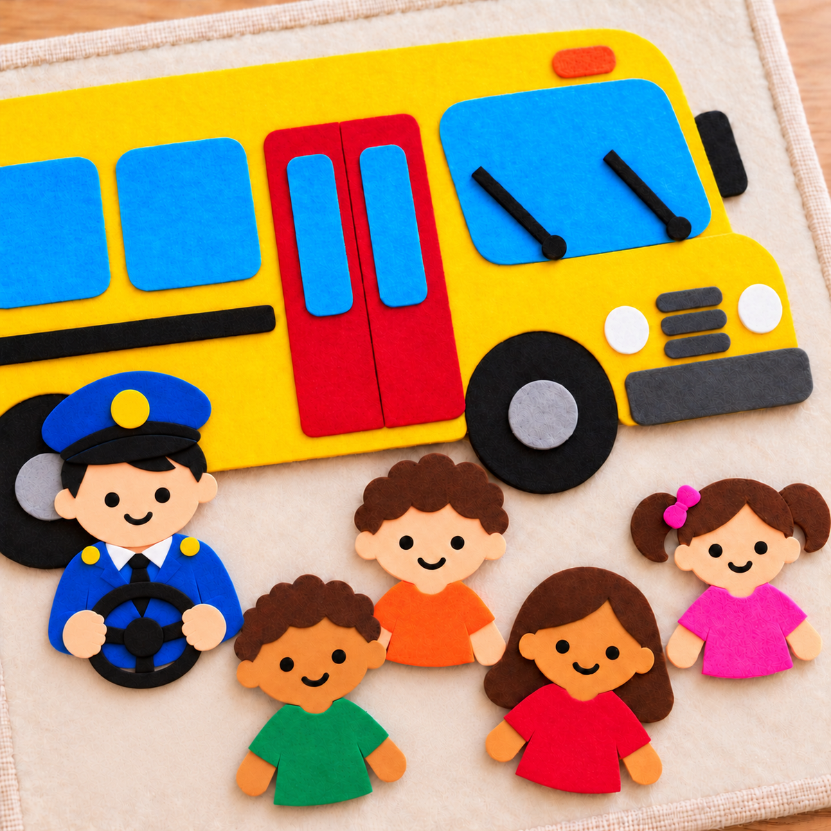 Wheels on the Bus Felt Template PDF | No-Sew Nursery Rhyme Felt Board Activity