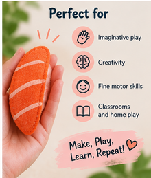 Felt Salmon Nigiri Sewing Pattern PDF handmade felt sushi play food project ideas