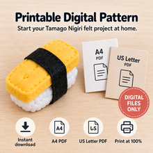 Felt Tamago Nigiri Sewing Pattern PDF printable PDF pattern contents and digital download files