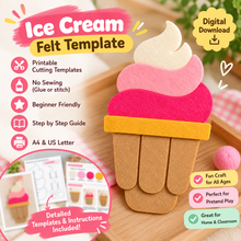 No Sew Felt Ice Cream Template PDF | Printable Felt Craft Pattern