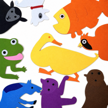 Nine colourful felt animal pieces for preschool storytelling, colour recognition and sequencing activities