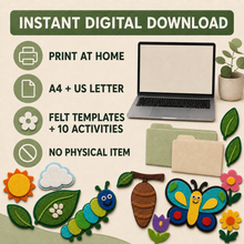 Butterfly Caterpillar Life Cycle Felt Templates and Colouring Activities, Preschool Printable Craft Bundle