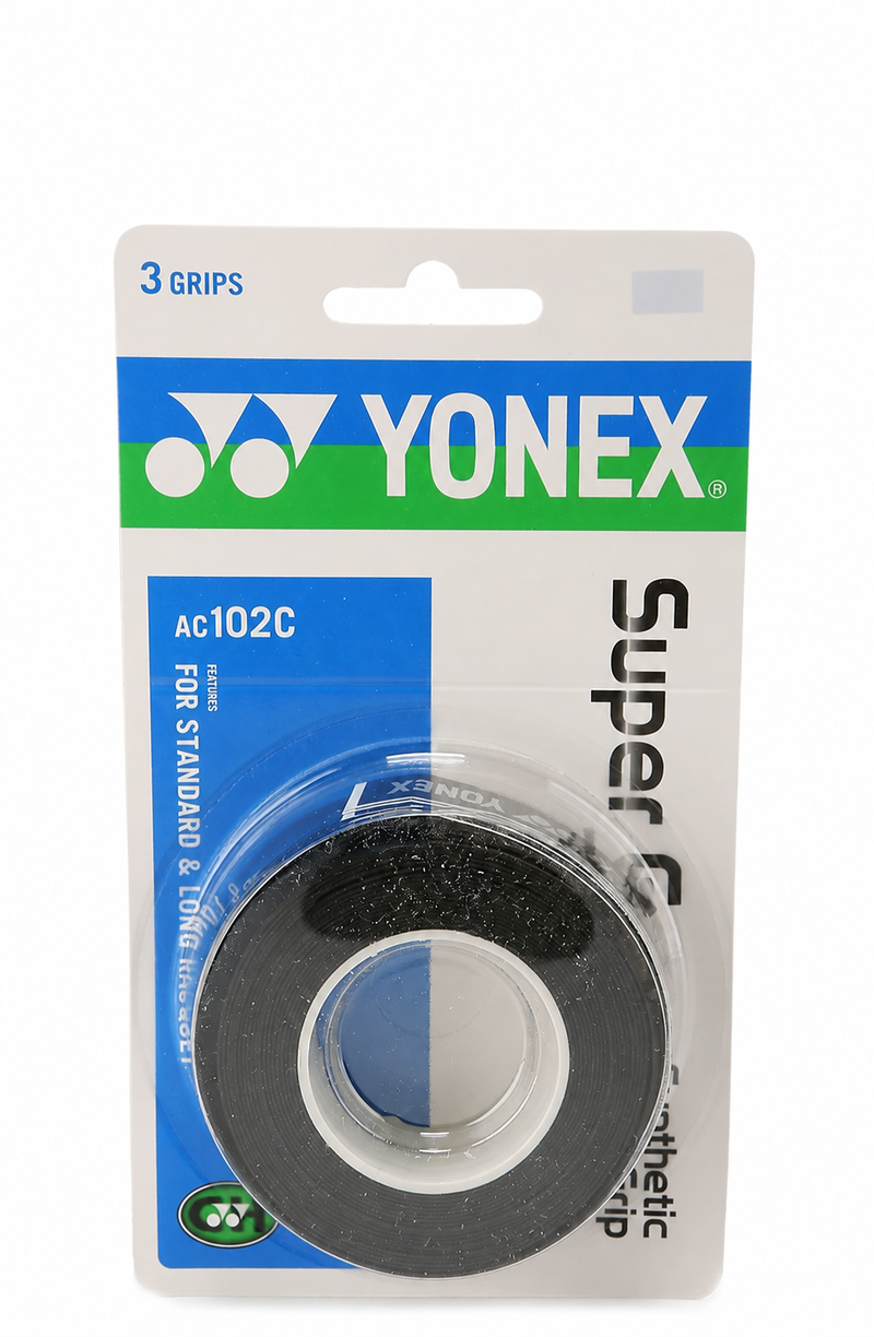 White Yonex AC102 Super Grap three-pack overgrip for racquets
