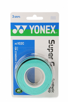 Light Green Yonex AC102 Super Grap three-pack overgrip for racquets