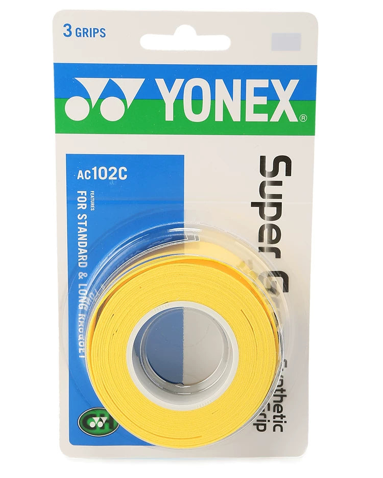 Green Yonex AC102 Super Grap three-pack overgrip for racquets