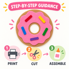 Felt Donut Template PDF - 18cm Beginner Pretend Play Food Craft - donut felt template step by step