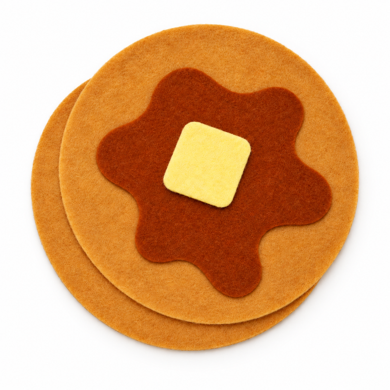 Layered felt pancake template PDF for beginner no-sew pretend play food craft