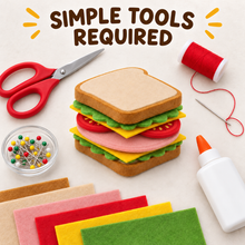 Felt Sandwich Template PDF - 18cm Pretend Play Food Pattern - felt sandwich template tools required