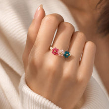 Triple Flower Beaded Ring, White Miyuki Seed Bead Stretch Ring, Colourful Daisy Jewellery product image 4