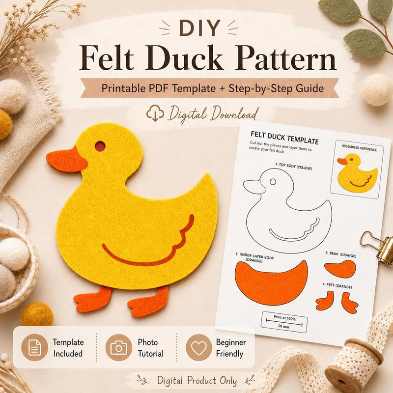 Duck Felt Animal Pattern, Printable Farm Character, Felt Board Story Piece product image