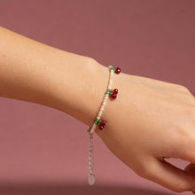 Miyuki Beaded Cherry Bracelet, Dainty Silver Fruit Jewellery, Bracelet for women, Gift for Her product image