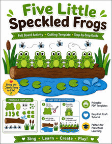 Five Speckled Frogs Felt Board Pattern, Printable Counting Song, Preschool Activity product image