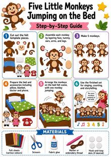 Five Little Monkeys Felt Board Pattern, Printable Counting Story, Preschool Activity product image 4