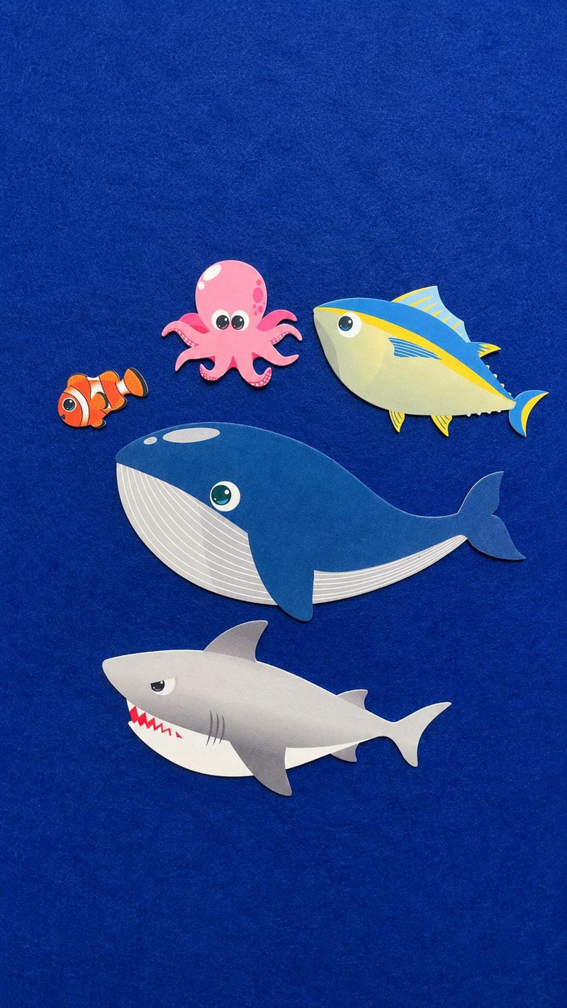 Ocean Animal Felt Story Set, Slippery Fish Song Activity, Preschool Circle Time Toy product image 2