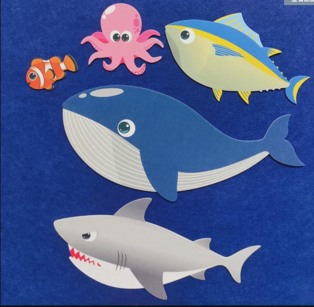 Slippery Fish Felt Board Pattern, Ocean Animal Printable, Preschool Song Activity product image 3