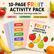 Fruit Preschool Worksheets, 10-Page Printable Counting & Early Maths Activity Pack, Ages 3-5 product image