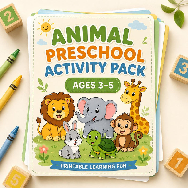 Animal Preschool Worksheets Printable, Counting Tracing Matching & Early Maths Activities, Ages 3-5 product image