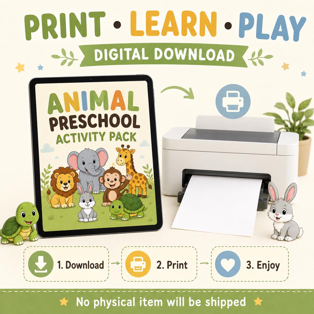Animal Preschool Worksheets Printable, Counting Tracing Matching & Early Maths Activities, Ages 3-5 product image 4