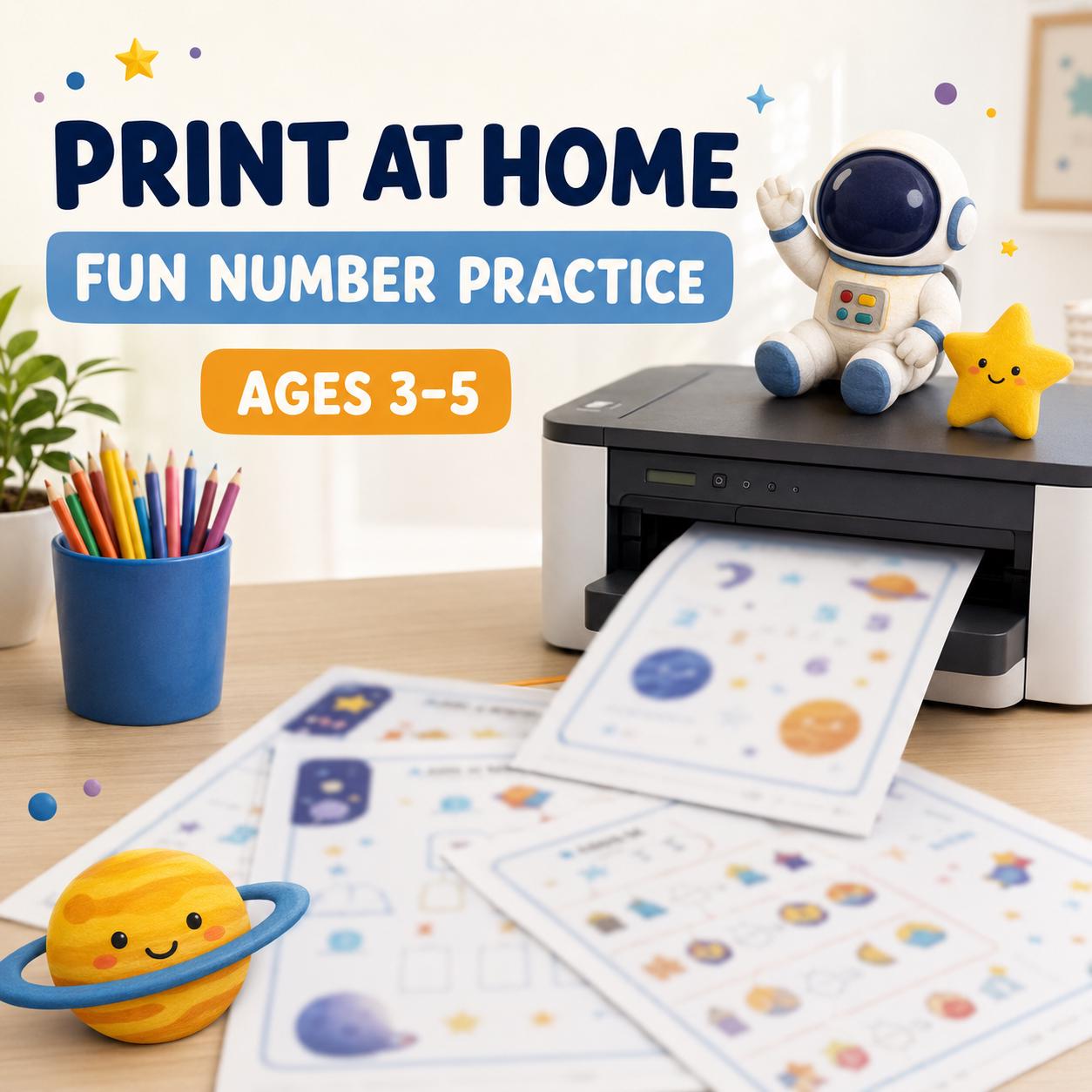 Space Number Worksheets Preschool Printable, Counting Tracing Addition Activities product image 3