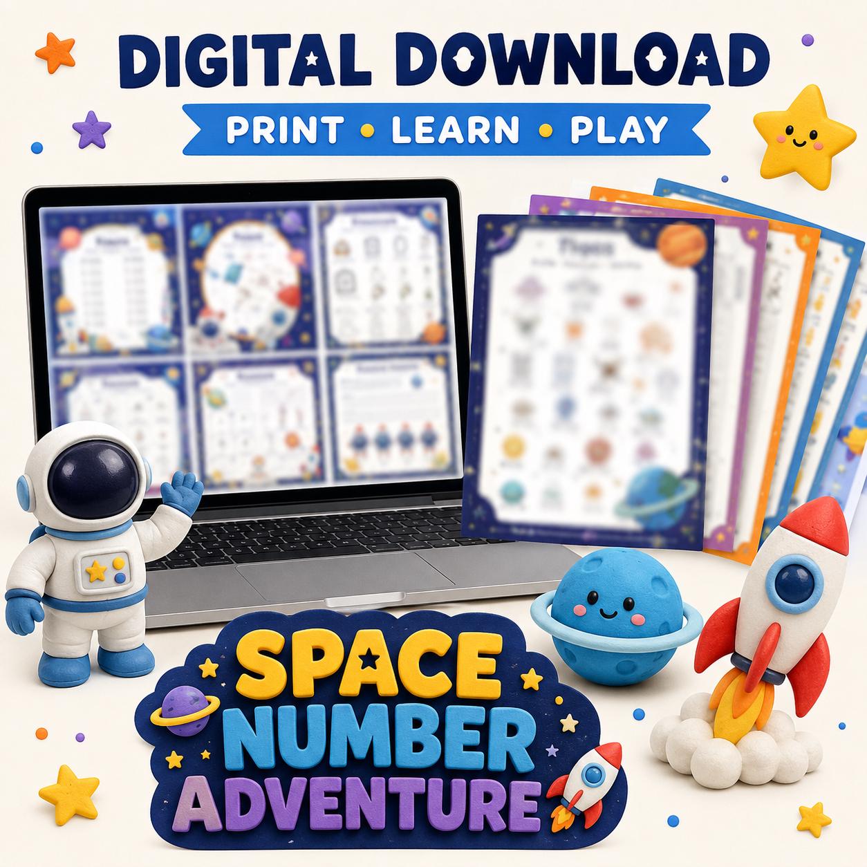 Space Number Worksheets Preschool Printable, Counting Tracing Addition Activities product image 5