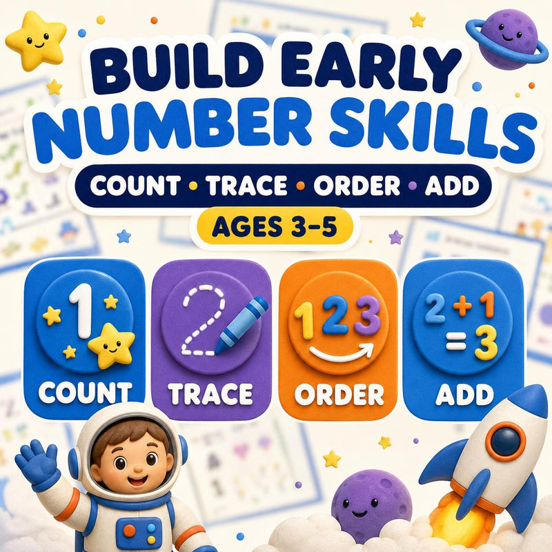 Space Number Worksheets Preschool Printable, Counting Tracing Addition Activities product image 2