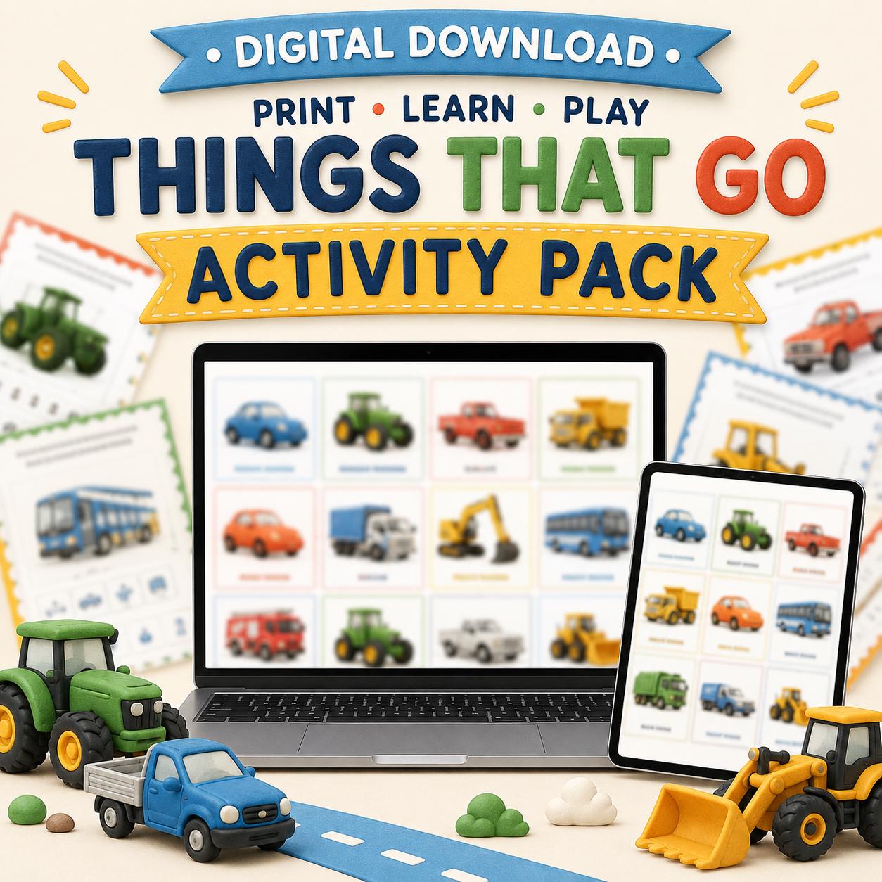 Things That Go Preschool Worksheets, Cars Tractors Utes and Trucks Activities, Printable Vehicle Pack, Digital Download product image 5