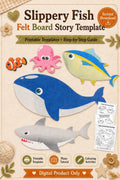 Slippery Fish Felt Board Pattern, Ocean Animal Printable, Preschool Song Activity