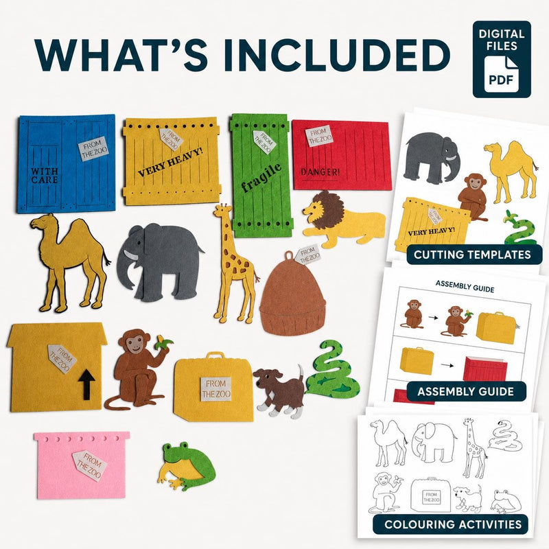 Zoo Animals Felt Board Pattern, Printable Story Pieces, Preschool Learning Activity product image 2