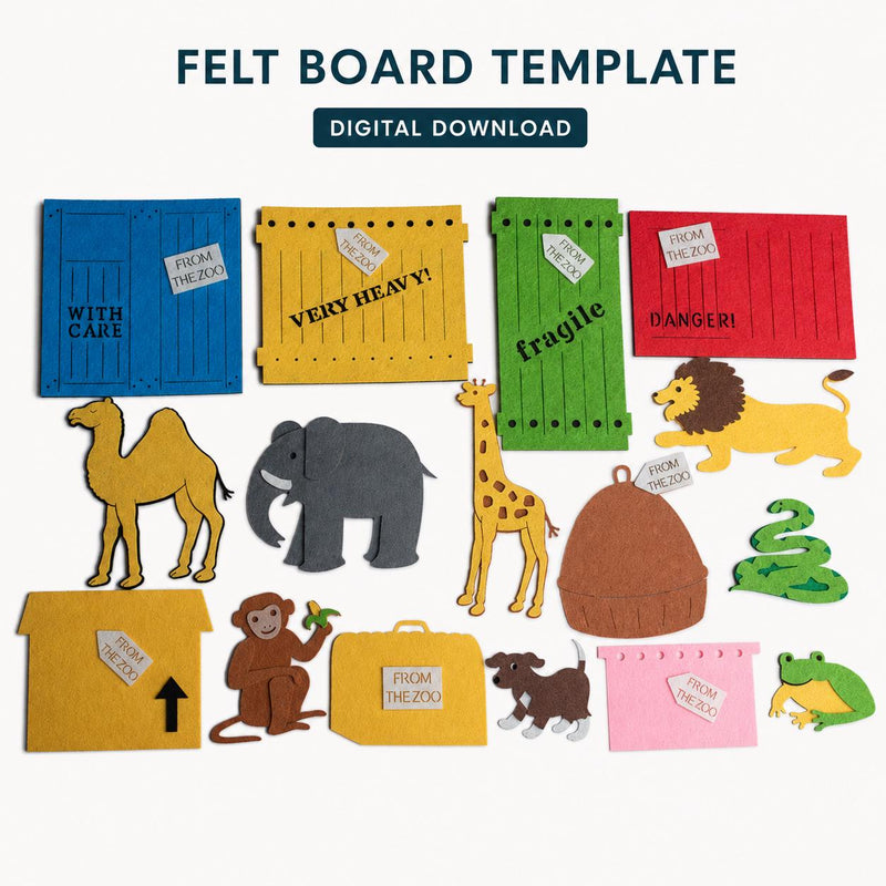 Zoo Animals Felt Board Pattern, Printable Story Pieces, Preschool Learning Activity product image
