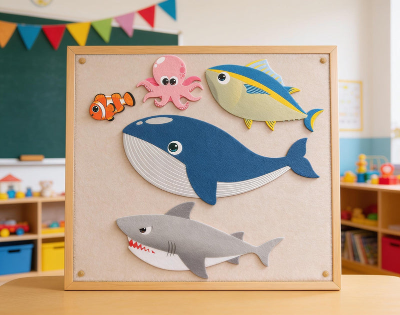 Ocean Animal Felt Story Set, Slippery Fish Song Activity, Preschool Circle Time Toy product image