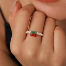 Cherry Beaded Ring, Miyuki Seed Bead Stretch Ring, Cute Fruit Jewellery product image 2