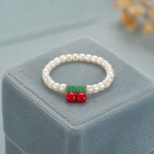 Cherry Beaded Ring, Miyuki Seed Bead Stretch Ring, Cute Fruit Jewellery product image 3