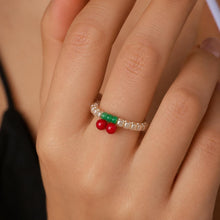 Cherry Beaded Ring, Miyuki Seed Bead Stretch Ring, Cute Fruit Jewellery product image 4