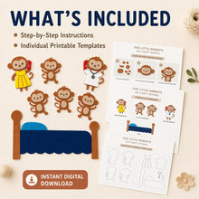 Five Little Monkeys Felt Board Pattern, Printable Counting Story, Preschool Activity product image 2