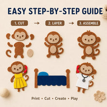 Five Little Monkeys Felt Board Pattern, Printable Counting Story, Preschool Activity product image 3