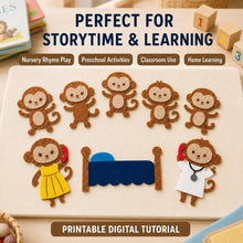 Five Little Monkeys Felt Board Pattern, Printable Counting Story, Preschool Activity product image 5