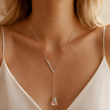 Austrian Crystal Y Necklace, Iridescent Rainbow Pendant, Silver Steel Lariat Necklace, Elegant Gift for Her product image 6