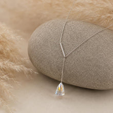 Austrian Crystal Y Necklace, Iridescent Rainbow Pendant, Silver Steel Lariat Necklace, Elegant Gift for Her product image 3