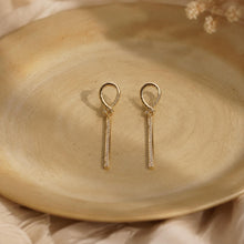 14K Gold Plated Drop Earrings, Clear Zircon Long Bar Earrings, 925 Silver Post, Elegant Dangle Jewellery Gift product image 3