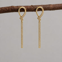 14K Gold Plated Drop Earrings, Clear Zircon Long Bar Earrings, 925 Silver Post, Elegant Dangle Jewellery Gift product image 8