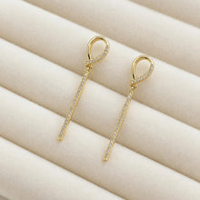 14K Gold Plated Drop Earrings, Clear Zircon Long Bar Earrings, 925 Silver Post, Elegant Dangle Jewellery Gift product image 7