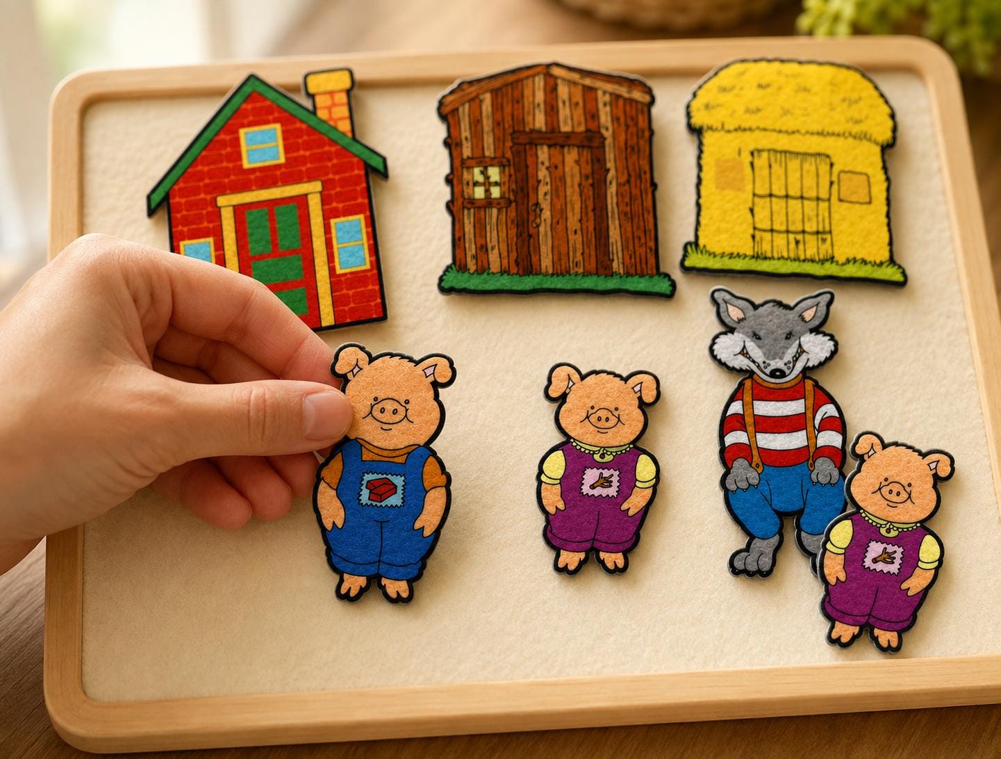 Three Little Pigs Felt Board Story Set, Wolf and House Storytelling Props product image