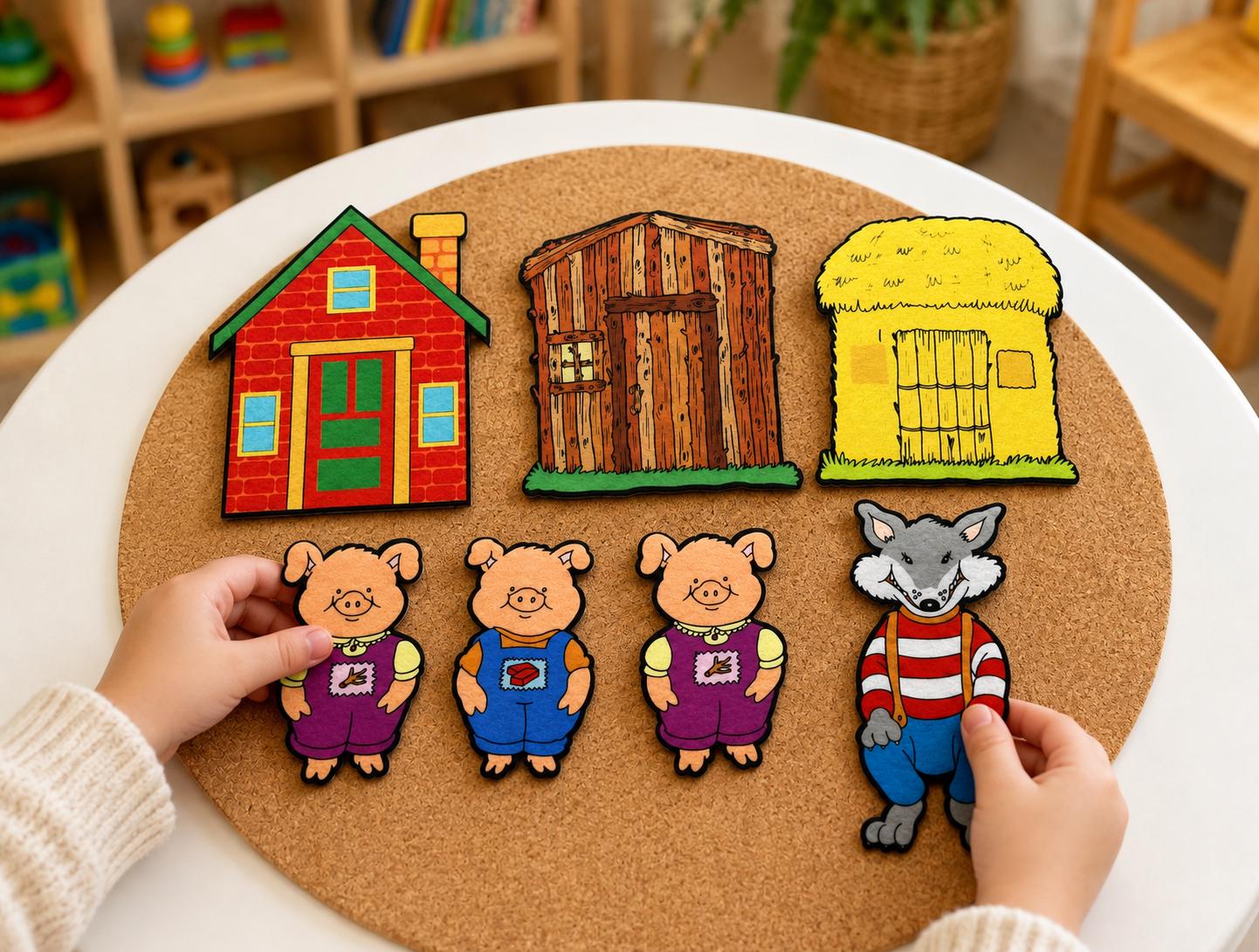Three Little Pigs Felt Board Story Set, Wolf and House Storytelling Props product image 4